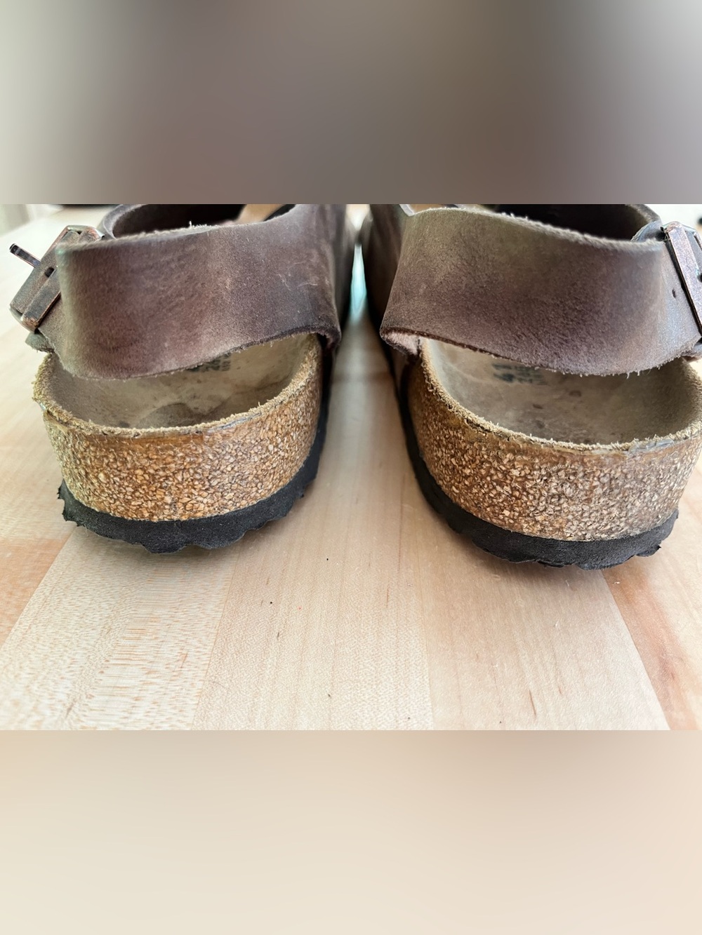 Birkenstock Milano Oiled Leather Two-Strap Brown Buckle Sandal, Sz 41 - Picture 7 of 13